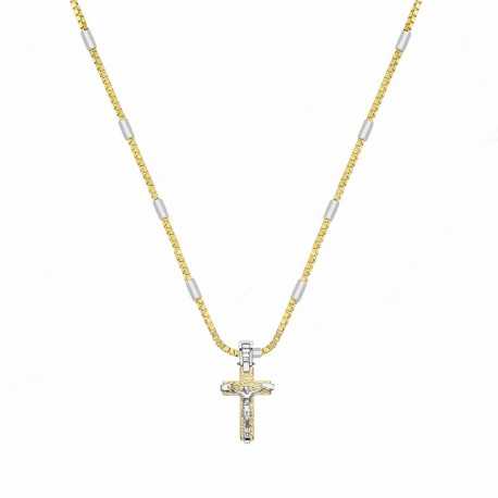 Ogrlica od 18K žutog i bijelog zlata s križem za muškarce