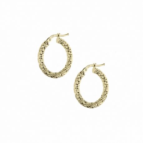 Yellow Gold 18k Diamond-cut Woman Earrings