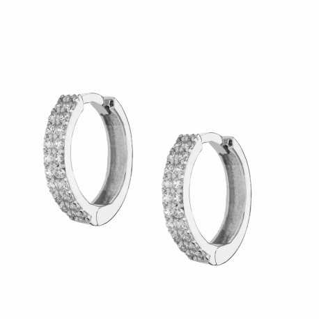 Ženske prstenaste naušnice od 18K bijelog zlata s bijelim cirkonima
