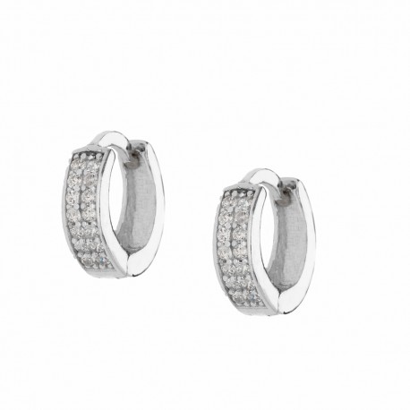 Ženske prstenaste naušnice od 18K bijelog zlata s bijelim cirkonima