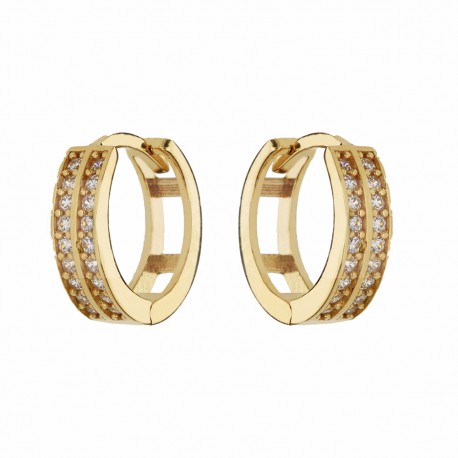 Ženske prstenaste naušnice od 18K žutog zlata s bijelim cirkonima