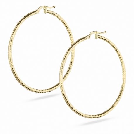 Yellow Gold 18k Diamond-cut Woman Earrings