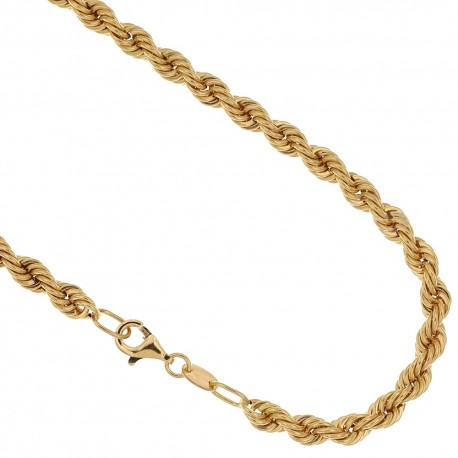 Цепочка для модели веревки из желтого золота 18 карат, длина 70 см