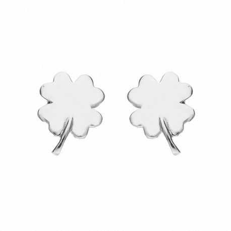 Brincos de trevo de quatro folhas em ouro 18K para meninas