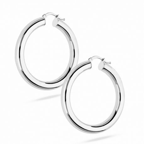 Dámské kruhové náušnice z 18K bílého zlata