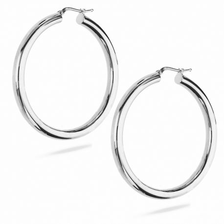 Boucles d'oreilles créoles en or blanc 18 carats pour femme