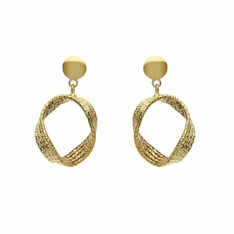 18 K gul guld Diamond Wire øreringe til kvinder
