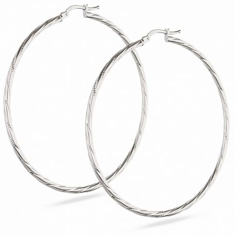 Pendientes de aro de oro blanco de 18 quilates para mujer