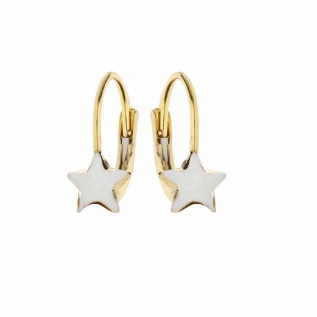 Brincos esmaltados em ouro amarelo 18K com estrelas
