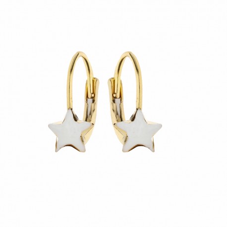 Emaillierte Ohrringe aus 18-karätigem Gelbgold mit Sternen