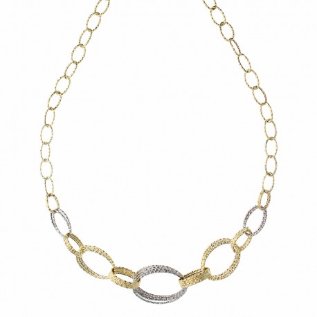 18K gult och vitt guld halsband med skalade element för kvinnor