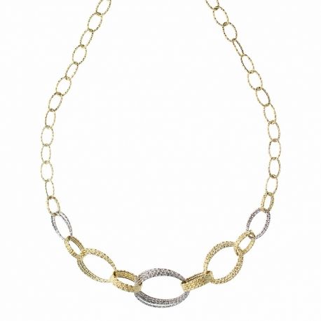 Collana in Oro Giallo e Bianco 18 Carati con Elementi a Scalare da Donna