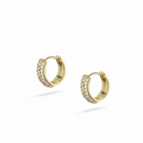 Дамски обеци от 18K жълто злато с бели циркони