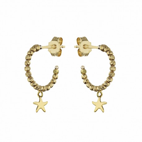 Γυναικεία σκουλαρίκια από κίτρινο χρυσό 18 καρατίων με αστέρια
