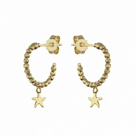 Boucles d'oreilles en or jaune 18 carats avec étoiles pour femme