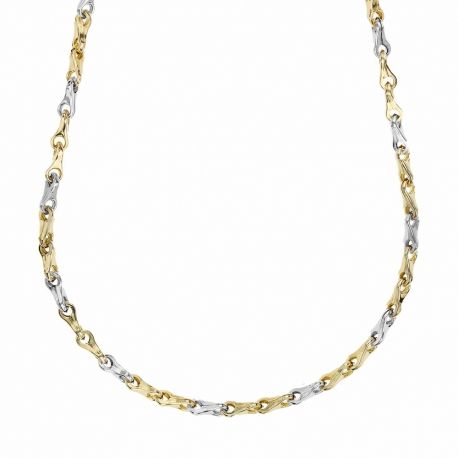 ტუბულური ჯაჭვი მამაკაცებისთვის 18K ყვითელი და თეთრი ოქროსფერი