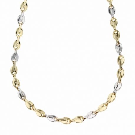 Miesten putkimainen ketju 18K keltaista ja valkokultaa