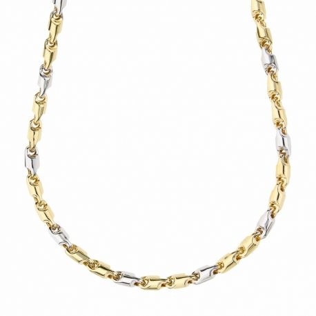 Cadena Tubular para Hombre en Oro Amarillo y Blanco de 18K