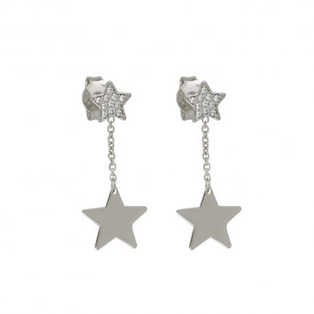 Boucles d'oreilles en or blanc 18 carats avec pendentif étoiles pour femme