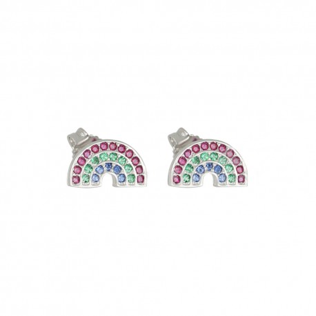 White Gold 18k with Multicolor Stones Woman Earrings