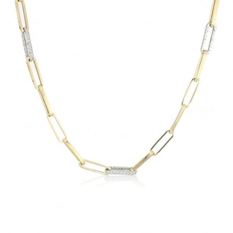 Collana in Oro Giallo e Bianco 18 Carati con Zirconi Bianchi da Donna