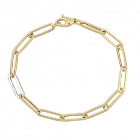 Bracelet en or jaune et blanc 18 carats avec zircons blancs pour femme