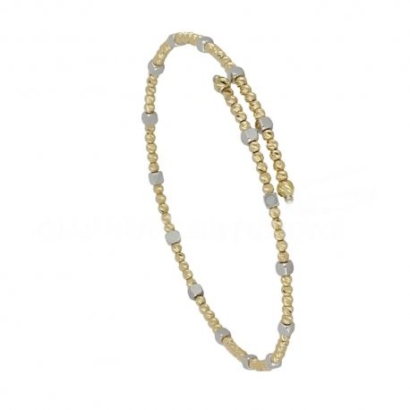 Pulseira feminina em ouro amarelo e branco 18K com elementos facetados