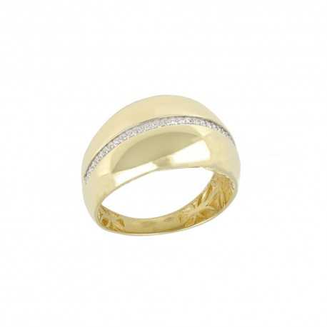 18K geel- en witgouden ring met witte zirkonen voor dames