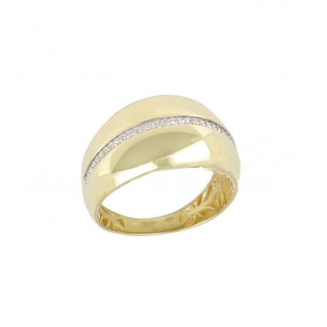 Bague en or jaune et blanc 18 carats avec zircons blancs pour femme