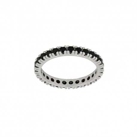 Veretta prsten od 18K bijelog zlata s crnim cirkonima za žene