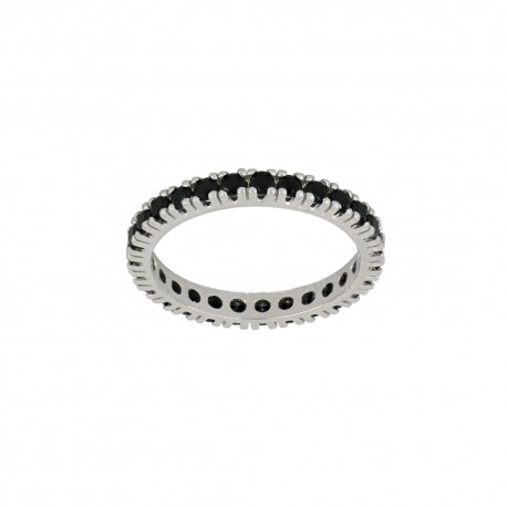 White Gold 18k with Black Cubic Zirconia Woman Ring