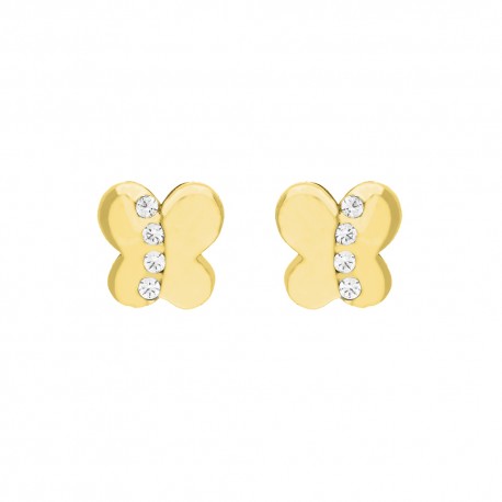 Σκουλαρίκια Little Girl με Πεταλούδα και Ζιργκόν σε κίτρινο χρυσό 18 καρατίων