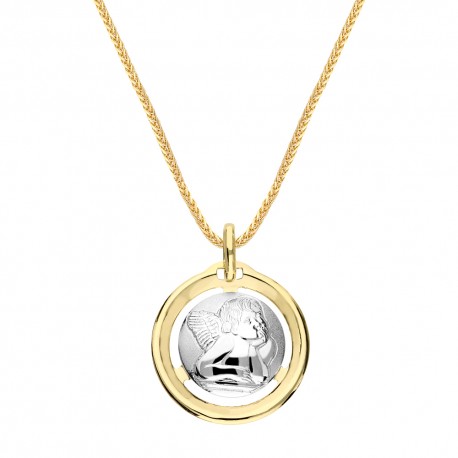 Yellow and White Gold 18k with Angel Pendant Necklace
