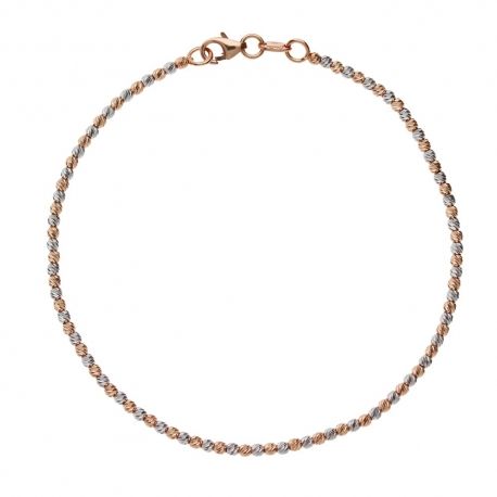 Armband met diamanten bollen in 18K wit- en roségoud