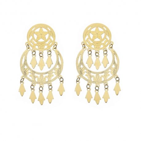 Brincos modelo cigano para mulheres em ouro amarelo 18K