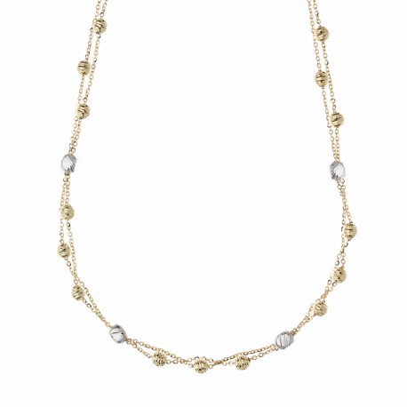 18 k sárga és fehér arany nyaklánc gyémánt elemekkel nők számára
