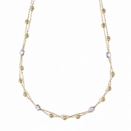 Colar feminino em ouro amarelo e branco 18k com elementos de diamante