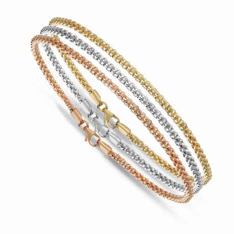 White Yellow and Rose Gold 18k Omnia Chain Shiny Woman Bracelet