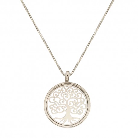 White gold 18k 750/1000 with tree of life pendant woman necklace