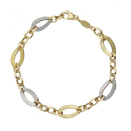 Bracelet chaîne en or jaune et blanc 18 carats pour femme