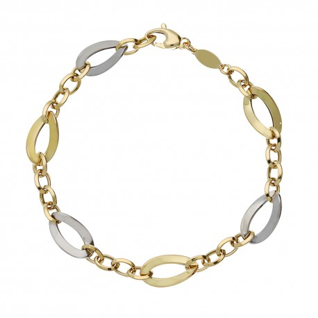 Yellow and White Gold 18 Kt 7500/1000 Link Chain Woman Bracelet