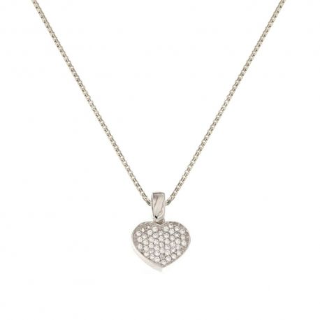 Colar feminino em ouro branco 18 Kt 750/1000 com pingente em forma de coração