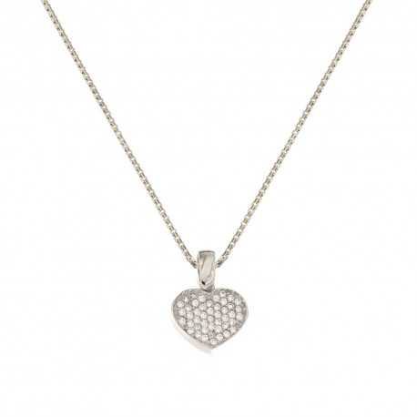 Collar de oro blanco de 18 kt 750/1000 con colgante en forma de corazón para mujer