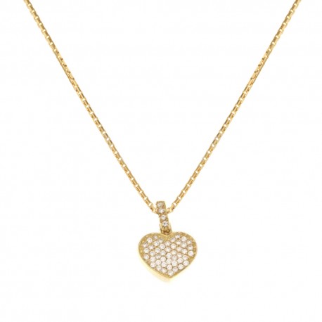 18 Kt 750/1000 gult guld halsband med hjärtformat hänge för kvinnor