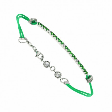White Gold 18 Kt Half Tennis Type with White and Green Cubic Zirconia Bracelet