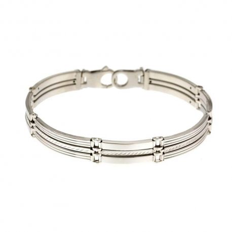 White gold 18k 750/1000 rhodium semi-rigid man bracelet