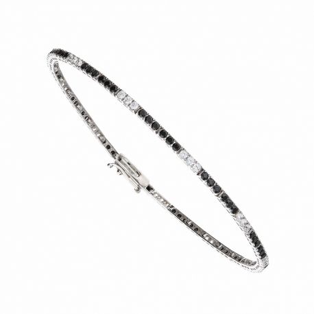 Tennisarmband aus 18 Karat Weißgold mit schwarzen und weißen Zirkonen