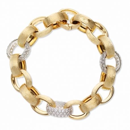 Bracciale in Oro Giallo e Bianco 18 Carati a Catena con Zirconi Bianchi da Donna