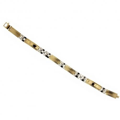 Bracciale in oro giallo e bianco 18 Kt 750/1000 a piastre da uomo