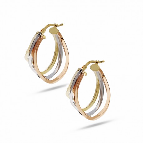 Yellow White and Rose Gold 18k Woman Earrings